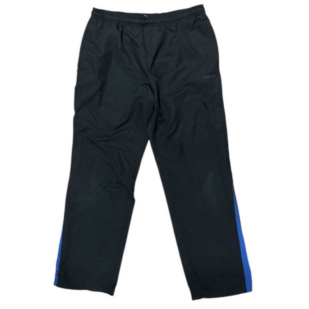 Reebok Athletic Track Pants Men’s S Mesh Lined Drawstring Blue Side Stripe Y2K